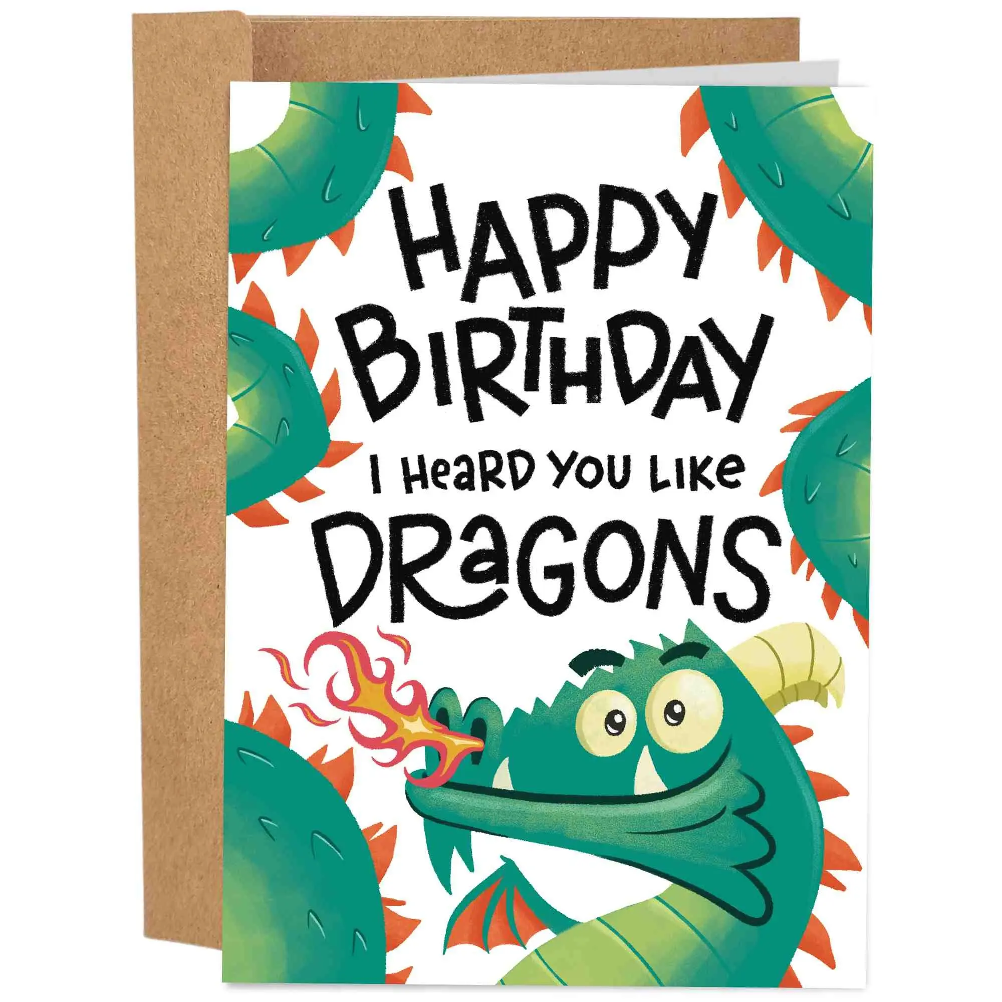 I Heard You Like Dragons Funny Birthday Card, Cute Dragon Birthday Card, Kids Birthday Greeting Card, Dragon Lover Gift, Blank Inside