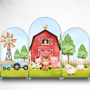 15-day 2D Flat Delivery Farm Tractor and Windmill Arch Backdrop Cover for Countryside Theme Event