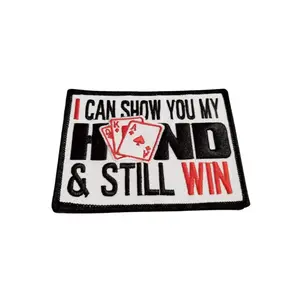 Patch Party Club, 1-pc, "I Can Show You My Hand and Still Win" Iron-on Patch, Size 4", Embroidered Patch for Clothing and Accessories