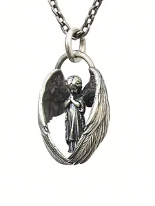 Angel Design Pendant Necklace for Women & Men, Stainless Steel Jewelry for Party, Daily Clothing Decor, Trendy All-match & Exquisite Jewelry for Birthday Gift, Exquisite Chain Jewelry