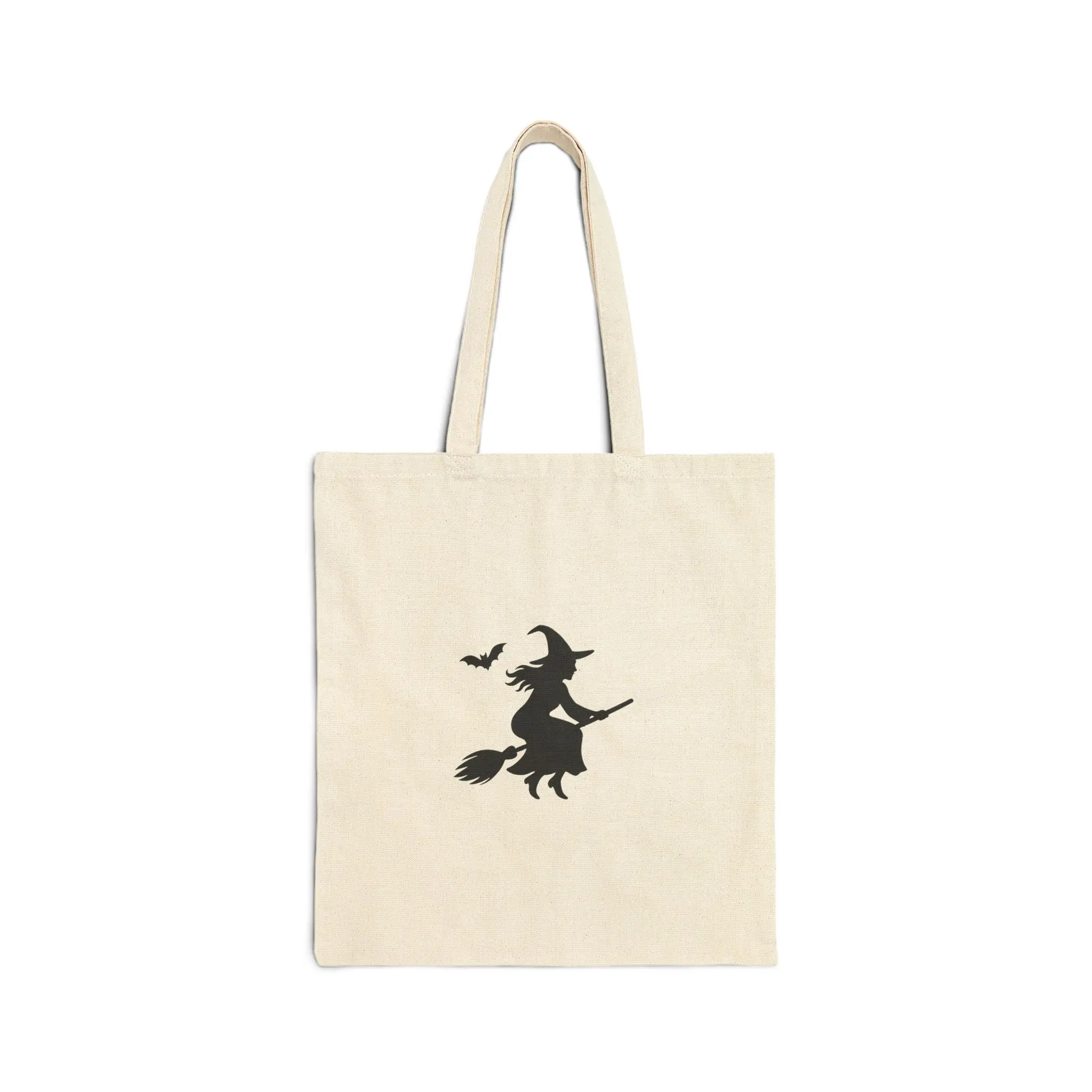 Witchy Halloween Cotton Canvas Tote Bag, Eco-Friendly Shopping Bag, Gift for Witch Lovers, Boho Style Tote, Spooky Season Accessory
