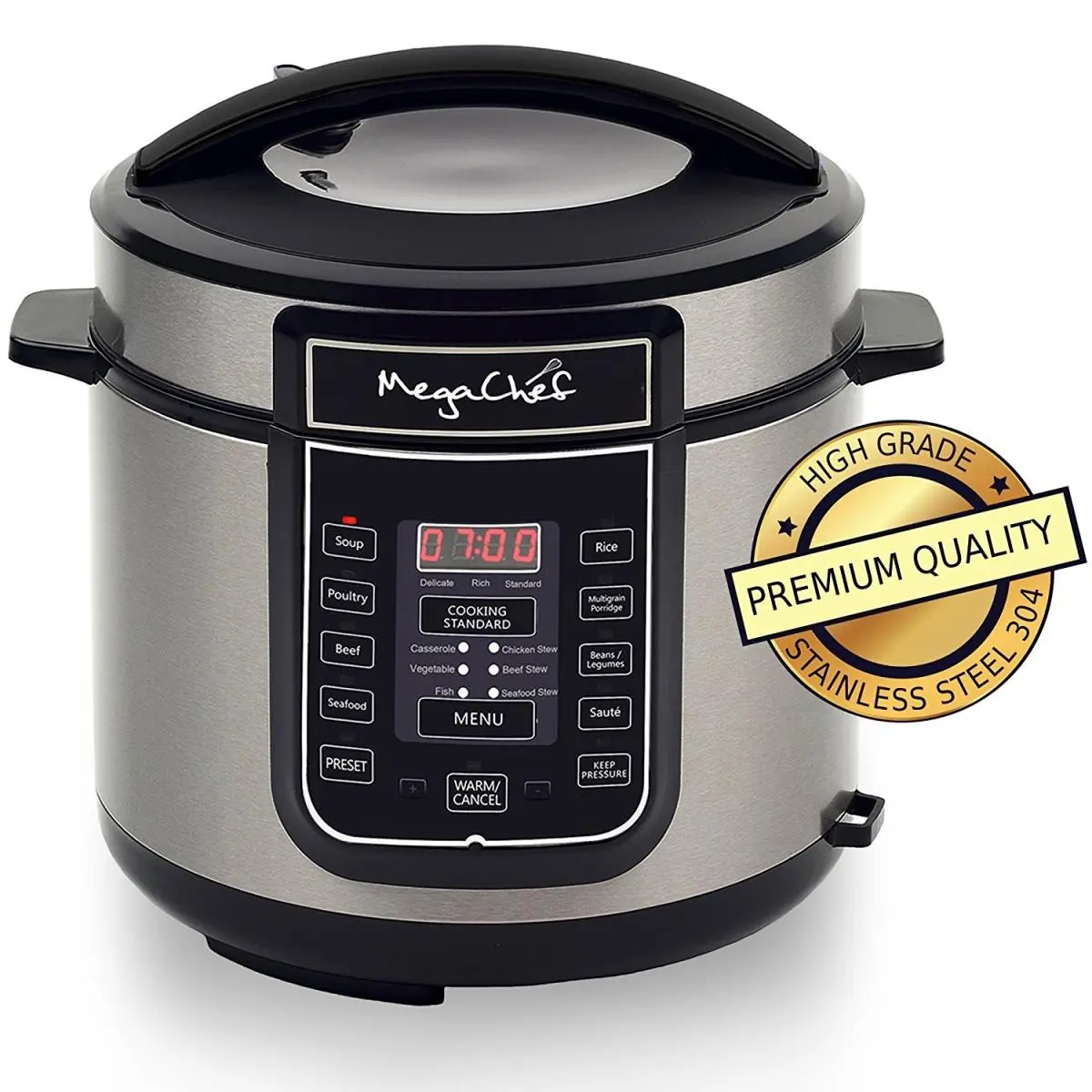 MEGACHEF  Quart Digital Pressure Cooker with 14 Pre-set Multi Function, 12Oz