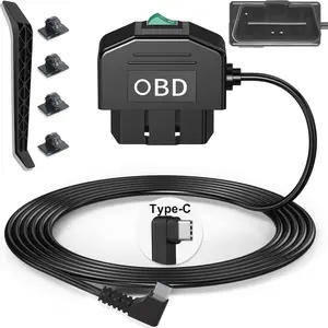 Dash Cam OBD Hardwire Kit, Dash Camera USB Type C Hardwire Kit with OBD2 Power  for Dashcam 12-24V to 5V/3A with Low  Protection 24h Parking /ACC Mode for Dashcam, GPS or Radar
