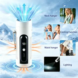 Portable Handheld & Wearable Cooling Fan, USB Rechargeable 5000mAh Battery, 20000RPM Brushless Motor, 5 Wind Speeds with LED Light, Clip-On for Belt, Neck & Desktop, Personal Cooler for Indoor, Outdoor, Camping, Travel, Night Walking, Jogging & Fishing