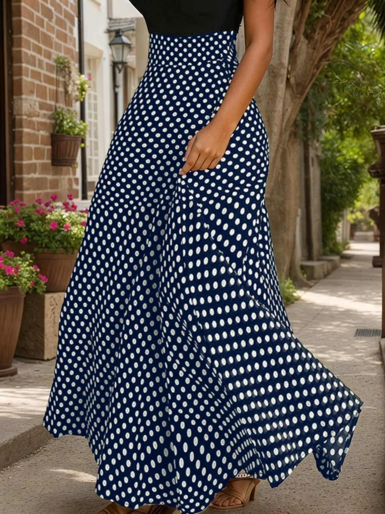 Women's Polka Dot Print High Waist Skirt, Retro Elegant A Line Long Skirt for Party Holiday, Ladies Bottoms for All Seasons, Womenswear, Vintage Skirts