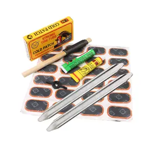 Bicycle Tire Repair Tool Kit with Glue & Patches for Inner Tube Fixing