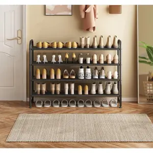 Shoe Rack 2 Tier 3 Tier 4 Tier  Long Storage Organizer Wide Metal Shoe Shelf for Closet Entryway Black entryway rack