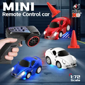 XKS-Q7201, 1:72 mini remote control car — 2.4 GHz auto frequency tuning, fully proportional control RC car equipped with a gyroscopic stabilization system and three adjustable speed levels; pocket-sized Q version RC car.