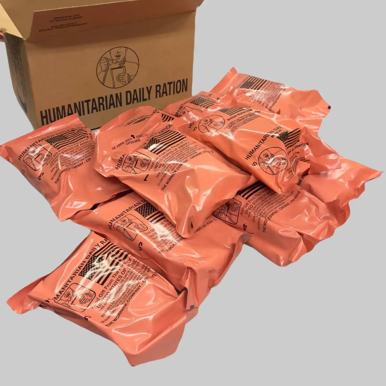 HDR U.S. Humanitarian Daily Rations 10-Pack, Protein-Rich Vegetarian Food, Salt-Flavored High-Calories Ready-to-Eat Snack Packs, No Refrigeration Emergency Meals