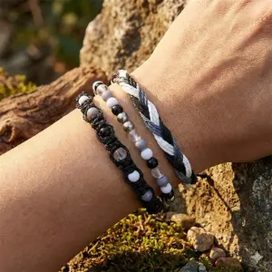 Bohemian Style Adjustable Knot Bracelet Set, Multilayer Stackable Friendship Cord, Colorful Beaded Bracelet for men Women Kids, Handmade Gift.