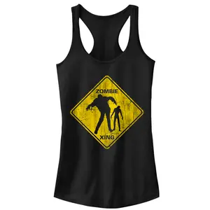 Juniors Womens Lost Gods Halloween Zombie Crossing Racerback Tank Top