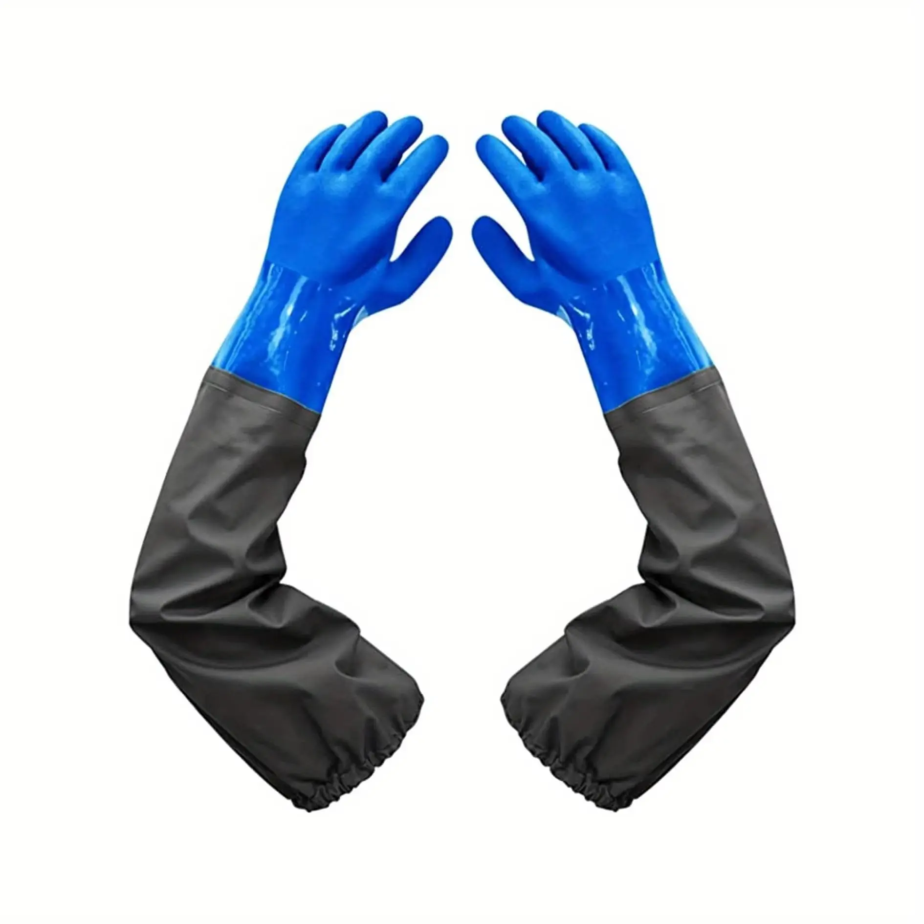 Premium PVC Chemical Resistant Gloves, Durable Cleaning Gloves, Extended Length Waterproof Protection, Harsh Chemical & Acid Handling, 1 Pair