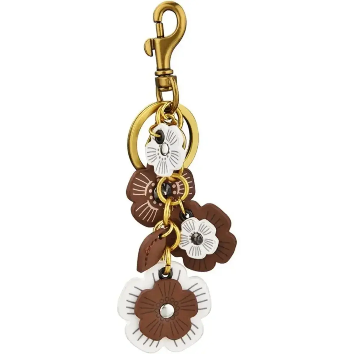 Floral Leather Keychain, Vintage Bag Charms for Women - Girly Purse Accessories with Antique Brass Clasp for Handbags, Versatile, Universally Loved Design, Smooth, Keychains For Women, Bag Chains And Charms, Cute Keychains