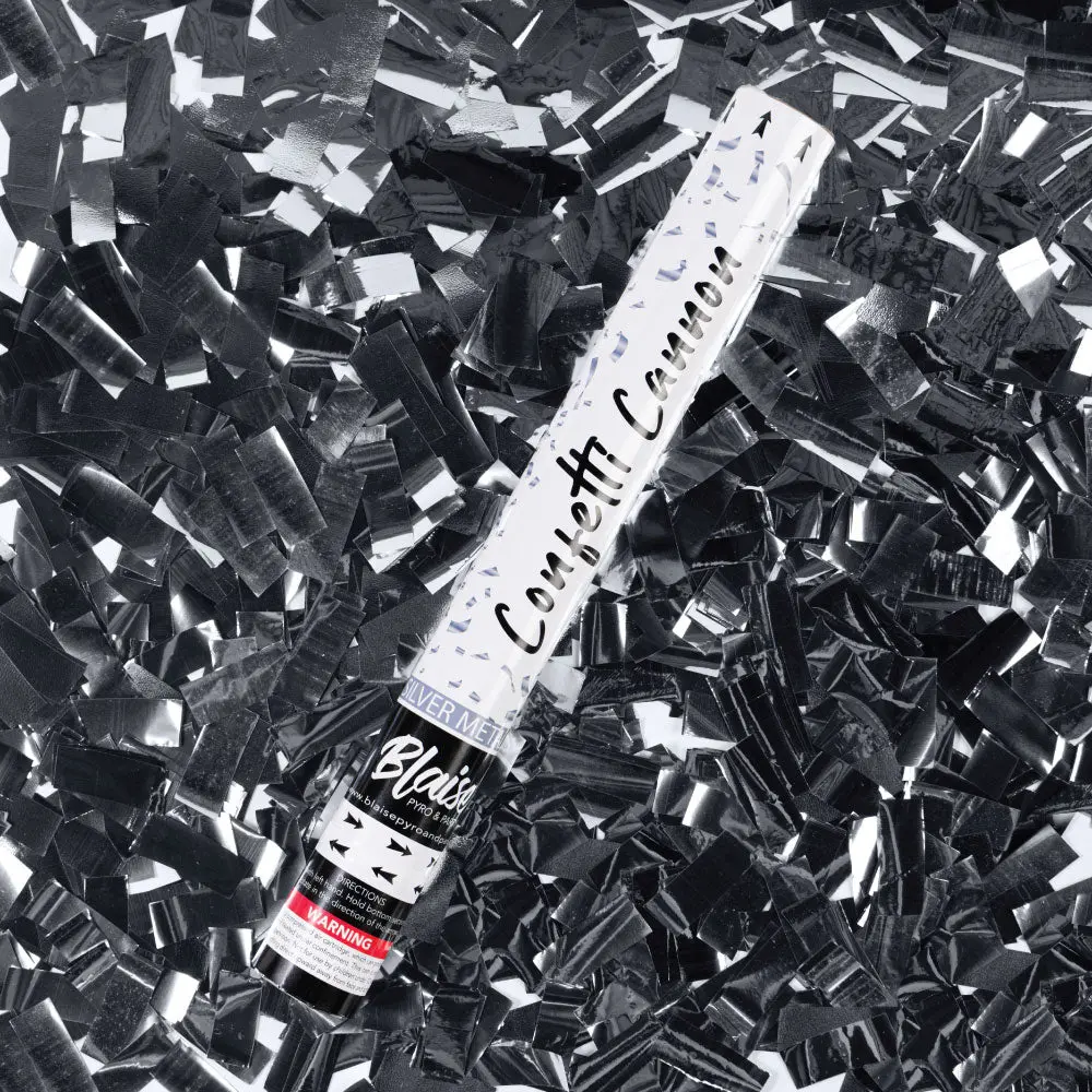 18" Silver Metallic Confetti Cannon - Perfect for Celebrations and Parties