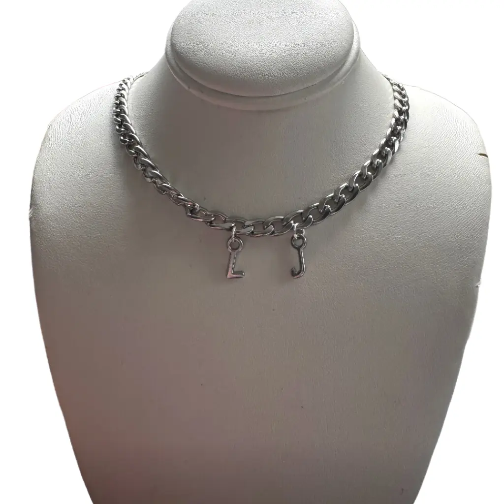 Silver Chain with Initials - custom necklace