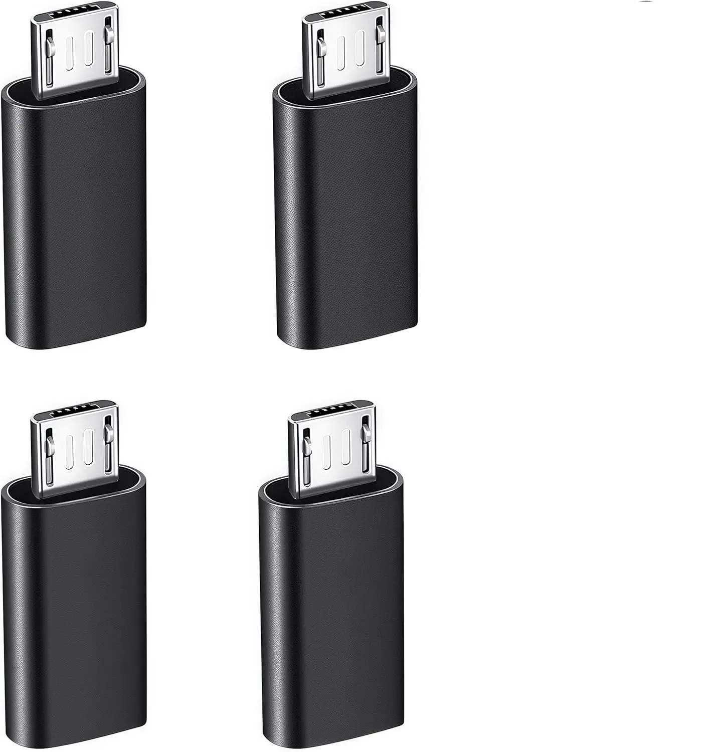 4-Pack Type-C Female to Micro USB Male Adapter, Electronic Charger & Data Sync Connector for Smartphones, Mobile Devices Including Nexus 5, 6