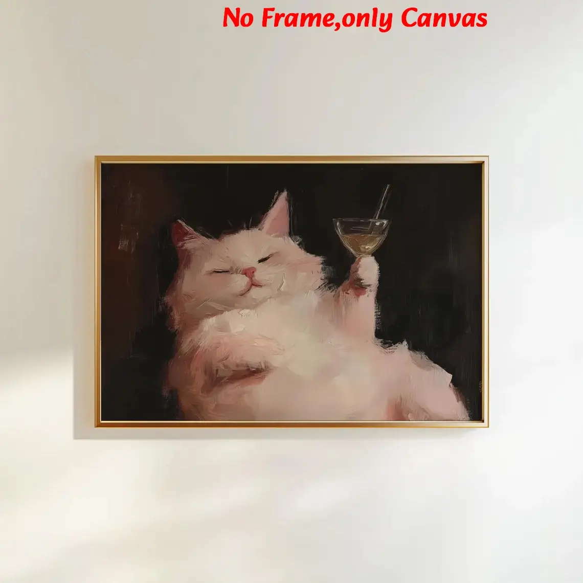 1pc, Wall Art Canvas, Artwork, vintage poster, Vintage Prints, funny cats with cocktail print, whimsical animal paintings, restaurant aesthetic, kitchen decor, apartment decor, modern home decor, housewarming gift, unframed