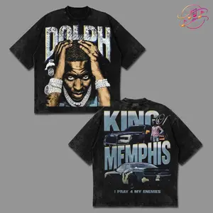 [Echo Culture] King of Memphis Graphic Premium Acid Washed Cotton T-Shirt For Young Dolph Fans ,Dolph Hip-Hop Shirt ,King of Memphis Album Merch ,Flippa Fan Graphic Tee, Paper Route Empire Concert Music Outfit