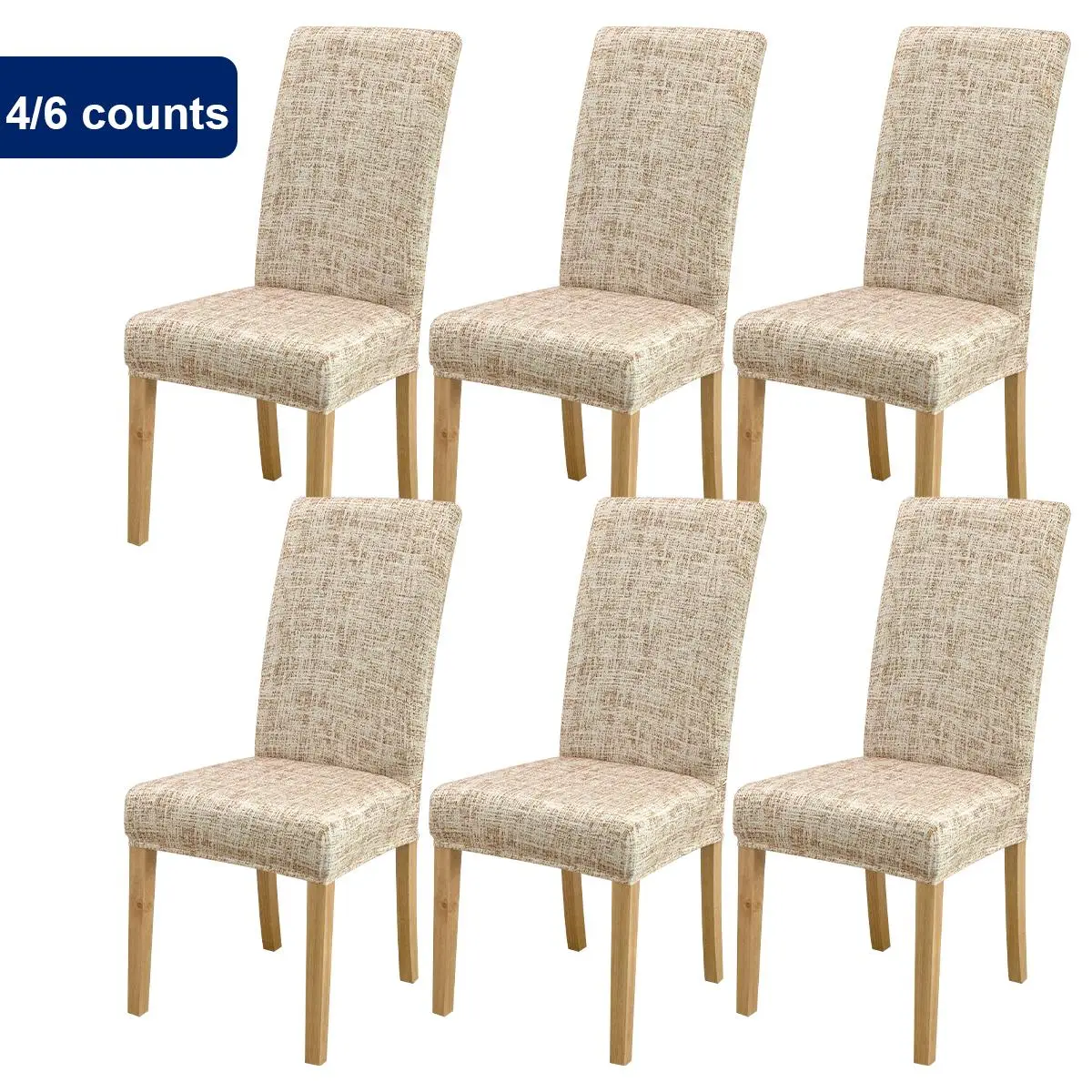 Chair Cover, 4/6 Counts Removable Washable Chair Slipcover, Dustproof Chair Protector for Home Living Room Hotel Dining Room