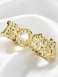 Street Hip Hop Boss Dollar Sign Letter Dual Finger Ring, Unisex Jewelry for Parties, Halloween, Birthdays, Valentine's Day Gifts