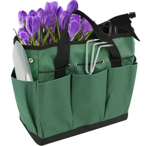 Garden Tool Bag 600D Oxford Cloth Gardening Tote Storage Bags with 9 Pockets Heavy Duty Gardening Tote Large Gardening Tote Bag Portable Gardening Storage Tote Home Organizer Gardening Tool Kit Holder