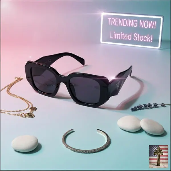 [Limited Stock] Vintage Rectangle Sunglasses for Men – Bold Black Thick Frame Dark Lens Shades, Retro Streetwear Fashion Eyewear for Outdoor & Driving