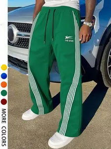 Men's The Star Striped Wide Leg Track Pants - Baggy Y2K Streetwear Sweatpants, Drawstring Waist Athletic Trousers, Hip Hop Fashion Casual Pants for Daily & Street Style, Multiple Colors