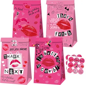 12 PCS Pink Mean Girl Favor Bags, Goodies Candy Treats Cookie Holders for Bachelorette Girls' Party (Home & Festive Supplies)