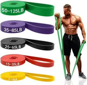 5-Pack Latex Resistance Bands Set, Fitness Bands for Workout and Pull-Up Assistance, Home Gym Stretching Gear Kit, Latex Band