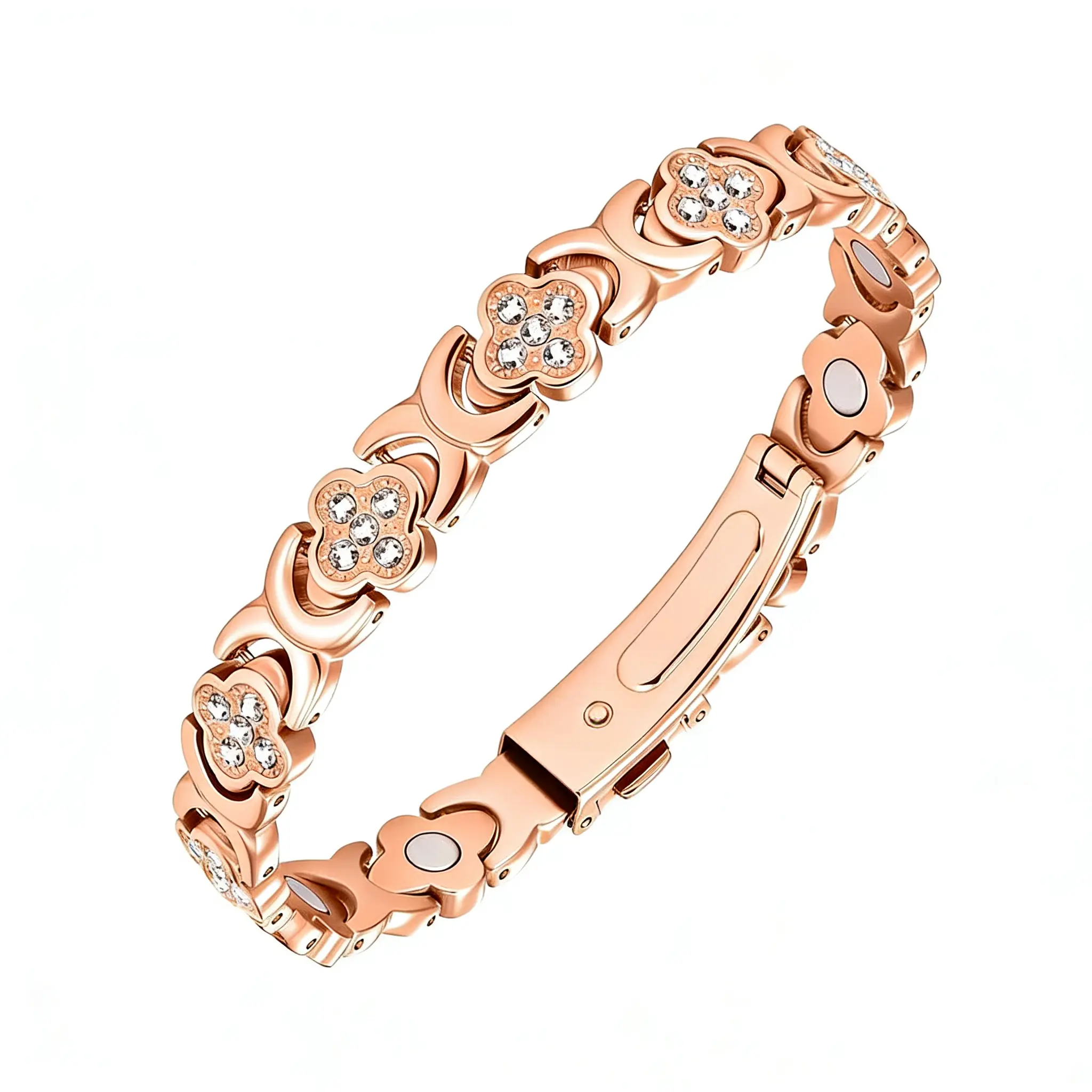 Women's Pure Copper Magnetic Stackable Bracelet - 3500 Gauss Effective Magnets, Stretch Bangle, Trendy Modern Female Costume Jewelry, Adjustable 7.48-9.45in Wrist Arm Candy Accessory Gift, Bracelets, Arm Candy Accessories