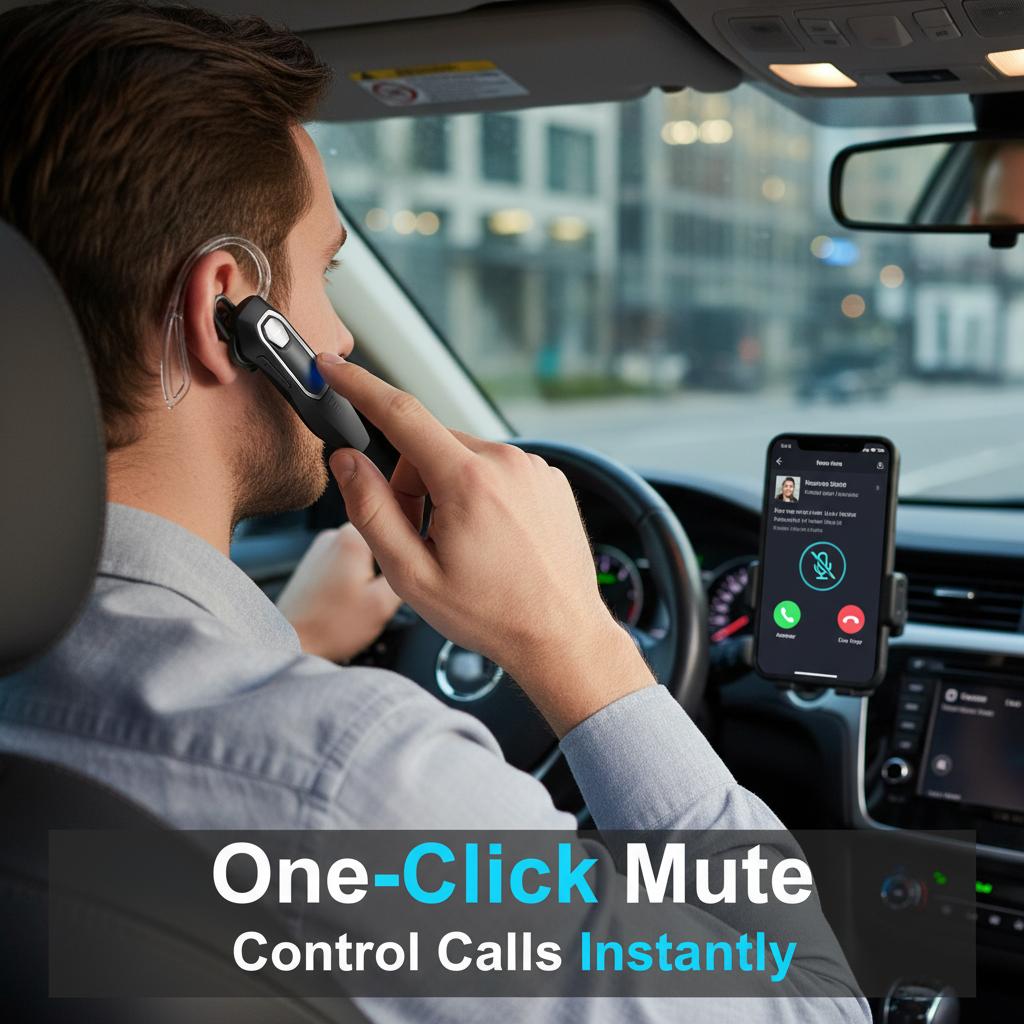 YUEYINOK Bluetooth Headset for Driving, Hands-Free Calls, AI Noise Cancelling, Clear Sound in Traffic, Secure Fit for Taxi Drivers & Daily Commute YUEYINOK Bluetooth Headset for Driving, Hands-Free Calls, AI Noise Cancelling, Clear Sound in Traffic, Secure Fit for Taxi Drivers & Daily Commute