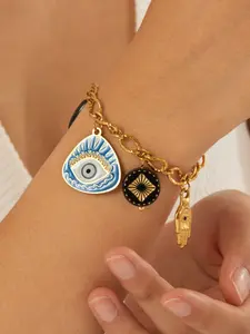 Stainless steel gold unique evil eye multi charm bracelet for women Elegant Bracelet