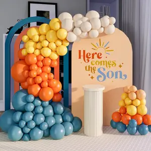 Here Comes The Son Balloon Arch Garland Kit For Baby Boy Shower First Trip Around The Sun Sunshine Theme Birthday Kids Retro Groovy Boho Party Backdrop Decoration (Slate Blue)