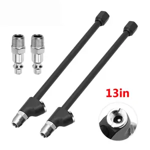 MFLABEL 2pcs Extended Reach Dual-Head Lock-On Air Chuck Set - 13" Tire Inflator Accessory for Cars, Trucks