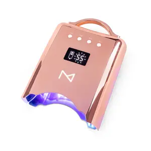 M - NEO Cordless & Rechargeable Nail Curing Lamp 78W with 4 LCD Time Display Timer, Auto Sensor, and Spacious Interior for All Hand Sizes and Nail Lengths (Metallic Rose Gold)