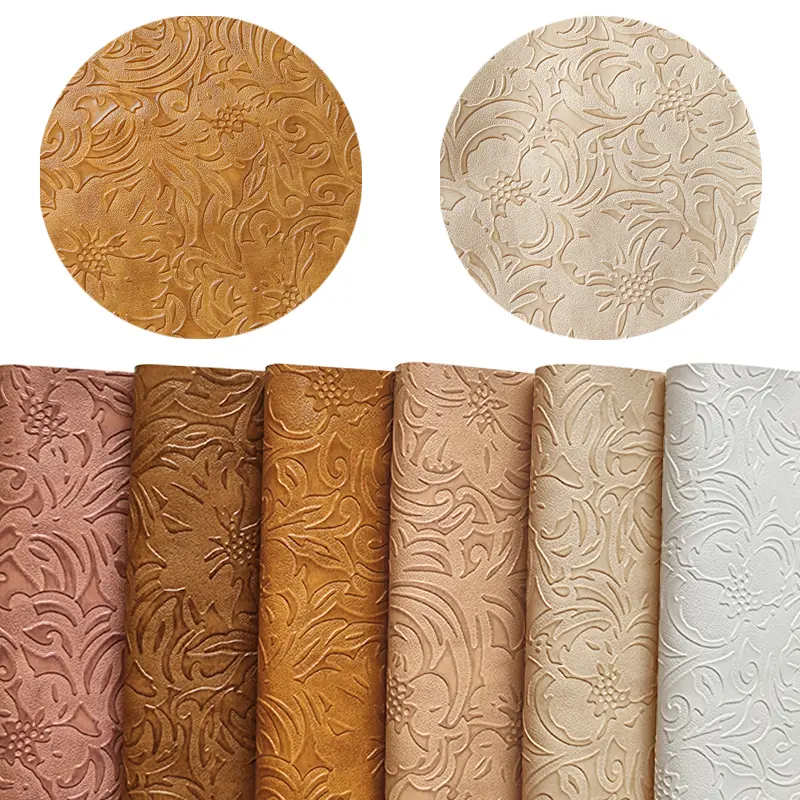 Vintage Floral Embossed Artificial Leather Fabric, 6 Pieces 8x12in Easy-to-Cut Soft & Durable No-Fading Synthetic Leather for DIY Projects, Keychains, Fast Shipping via Overseas Warehouse
