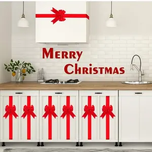 4-Piece Large Christmas Cabinet Ribbon Bow Set, Elegant Design for Kitchen Cabinets, Party Supplies, Gift Wrapping, Holiday Home Decor