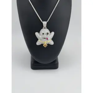 Brand New Sterling Silver 925 Emoji Ghost Necklace