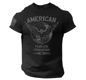 American Fearless Men's T Shirt USA Warrior Military Style Tee Casual Cotton Casual Cotton