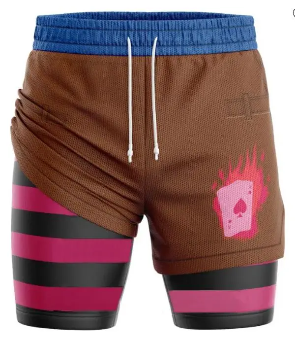 Anime Performance Shorts Summer Double Layer Beach Pants Fitness Training Pant Sports Swimming Shorts