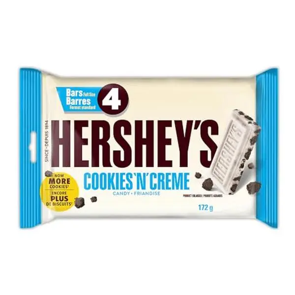 Hershey's Chocolate Bars, Cookies 'N' Creme, 4ct, 172g/6.1oz., {Imported from Canada}