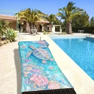 1pc Women's Large Sea Turtle Beach Towel - Extra Long Tropical Pool & Bath Towels with Sea Turtles Design, Quick-Dry Lightweight, Super Absorbent (62.9"x31.5" or 59"x29.5") for Swimming, Spa, Vacation - Ideal for s &