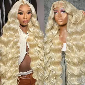 613 Lace Front Wig Human Hair 13x6 Transparent Lace Blonde Lace Front Wigs 613 Body Wave Lace Front Wigs Human Hair Pre Plucked 613 HD Lace Frontal Wig 180% Density