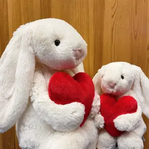 Jellycat Bashful Bunny, Red Love Heart Plush, Valentine's Edition, Super Soft Stuffed Animal, Cute Bunny Toy, Collectible Gift for Plush Lovers