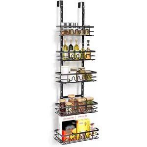 Over The Door Pantry Organizer, Pantry Organization and Storage,Hanging Basket Wall Spice Rack Seasoning Shelves,Multi-Tier Over The Door Organizer for Kitchen Bathroom