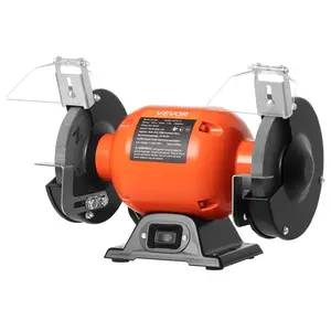 VEVOR Bench Grinder, 6-inch Single Speed Bench Grinder, 1750RPM Low-Speed Table Grinders with 250W 2A Induction Motor, 36/60-Grit Grinding Wheels & Adjustable Tool Rest for Precise Sharpening Grinding