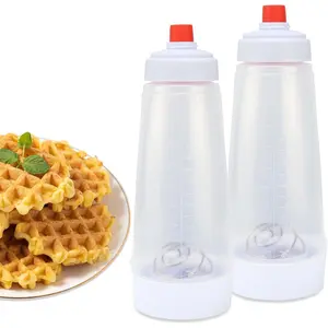 2 Pack Batter Mixer and Dispenser with BlenderBall Wire Whisk, 33 Oz Silicone Squeeze Pancake Batter Dispenser and Mixer, Kitchen Pancake Shaker Batter Dispenser for Cupcakes Muffins Crepes