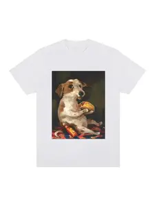 Dog Chill With Taco Vintage T-shirt, Funny Meme Graphic 100% Cotton Tee, Gifts For Dog Lover Unisex Black