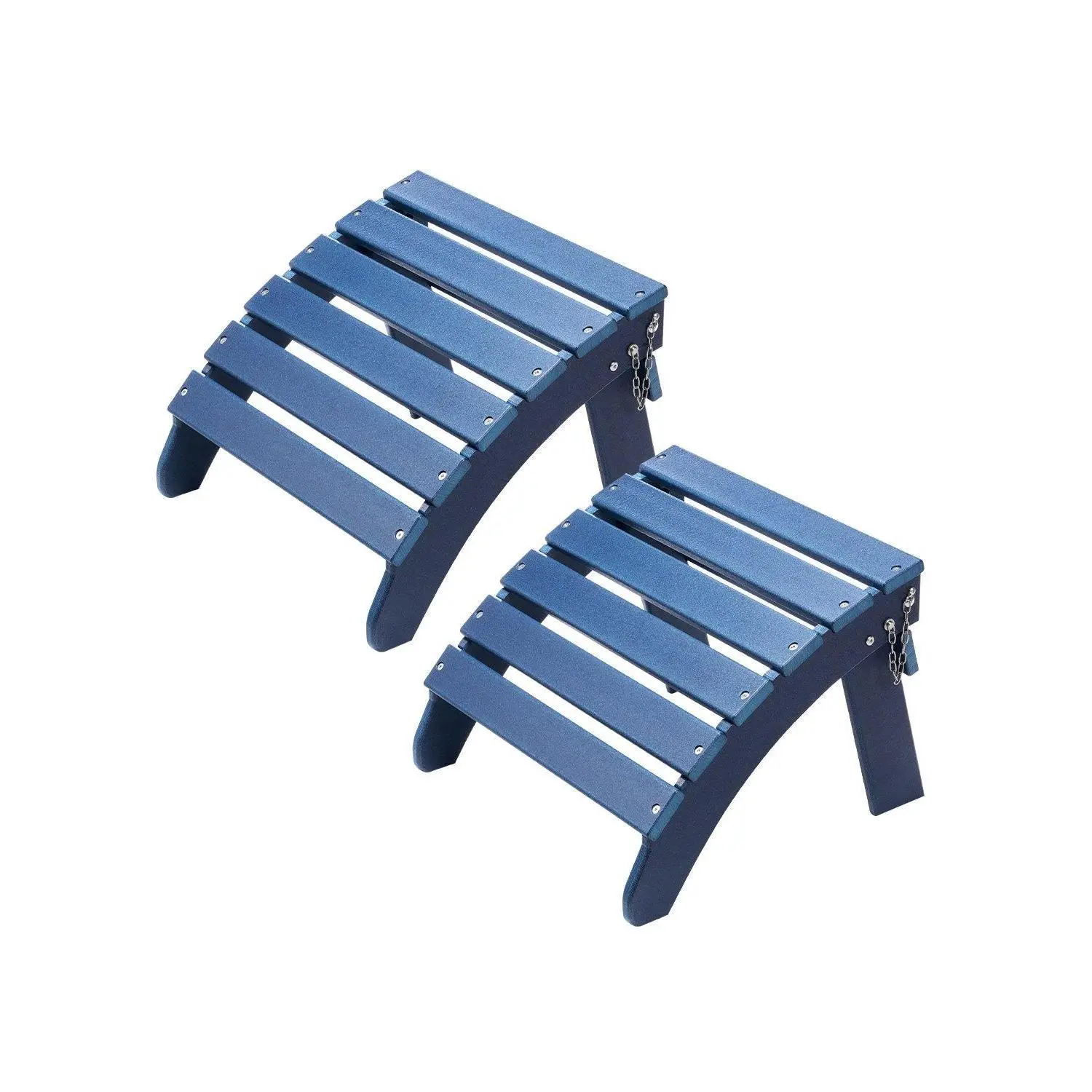 【summerfinds】Adirondack Ottoman Footstool 2-Piece Set, 18.7L x 18.9W x 13.8H Inch HDPE Folding Outdoor Footrest, Blue, Foot Rest Stool