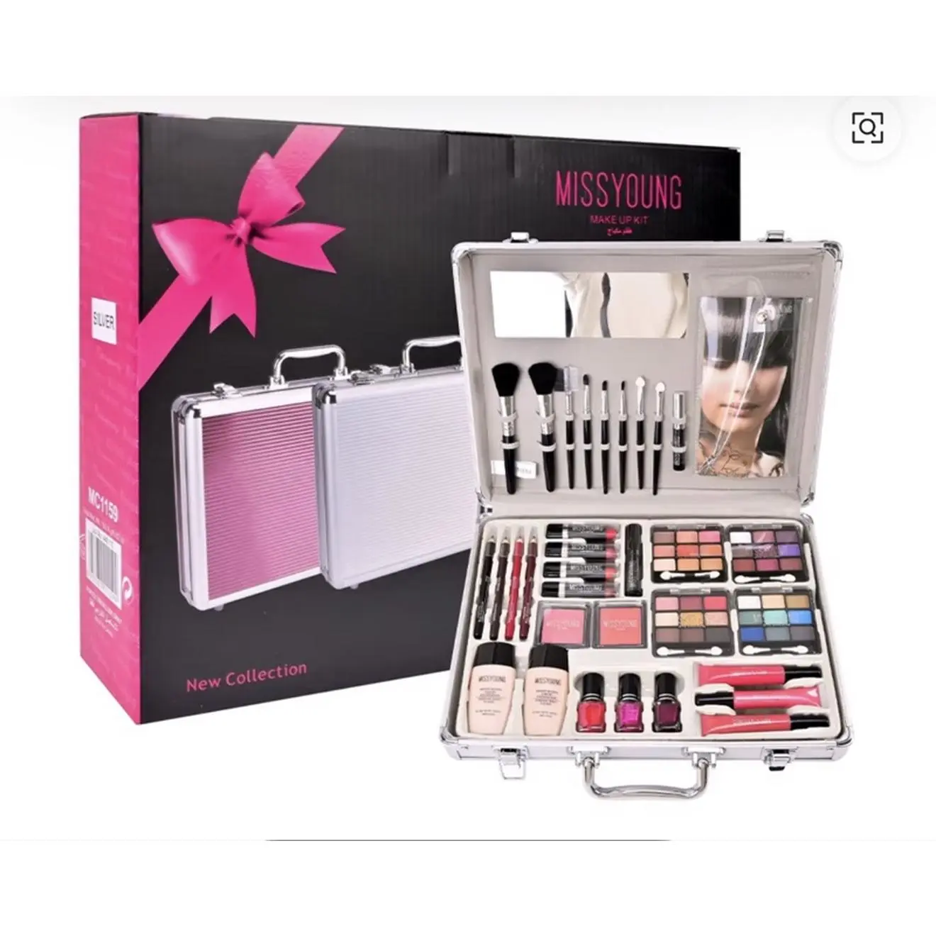 MissYoung Makeup Kit - Complete Set with Brushes, Palettes, and Lipsticks in Stylish Case - New Collection